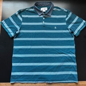 Original Penguin Blue Striped Polo Shirt XL
